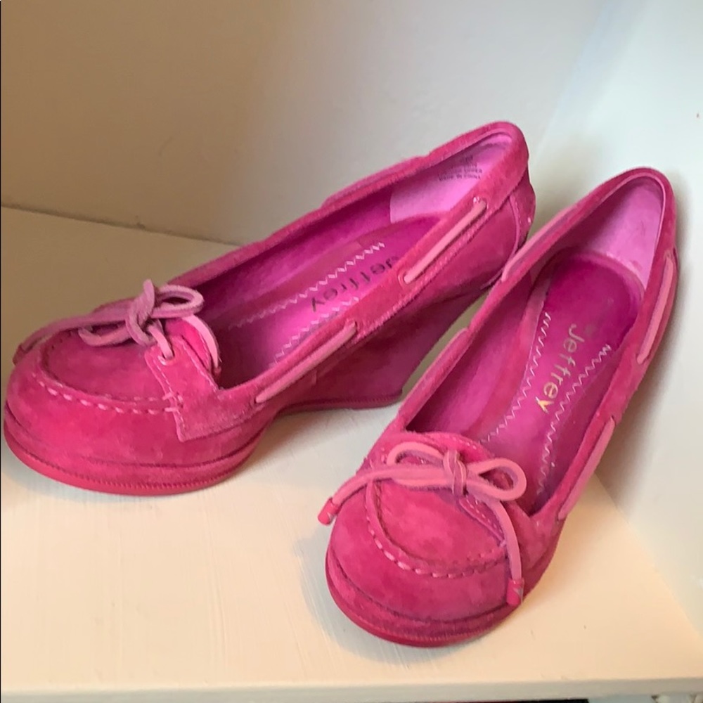Pink Suede Sperry Jeffrey Wedges